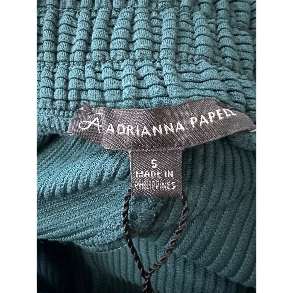 Adrianna Papell Teal Blue Ribbed Wide Leg Pants Smocked Waist SM Flowy Elegant